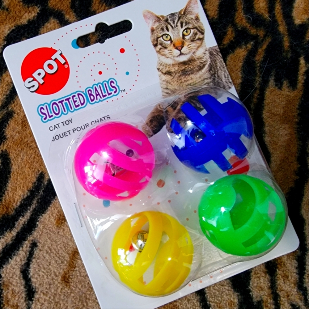 Spot Cat Toy Balls Slotted Balls 4 pack... New!
